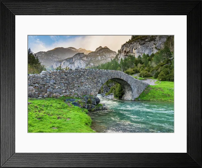 Framed Print : Bujaruelo romanic bridge, San Nicolas de Bujaruelo, Aragon, Spain Framed Print : Bujaruelo romanic bridge, San Nicolas de Bujaruelo, Aragon, Spain