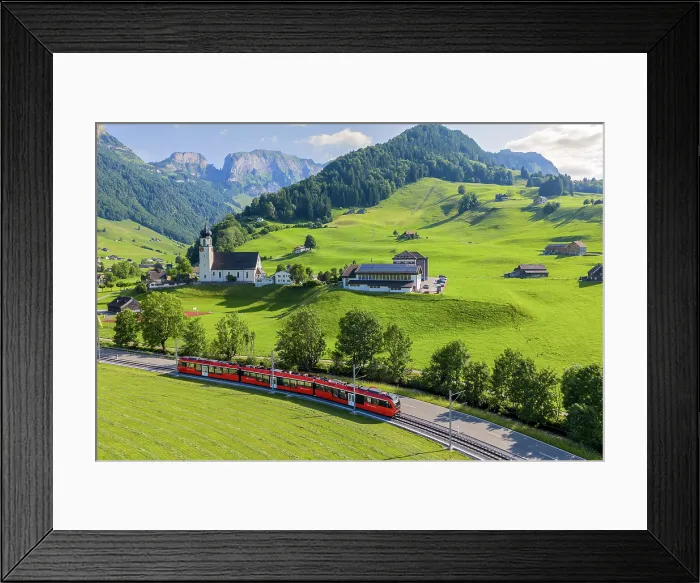 Framed Print : Appenzeller Bahnen (Appenzell Railways) light rail train near Appenzell, Canton of Appenzell Innerrhoden, Switzerland Framed Print : Appenzeller Bahnen (Appenzell Railways) light rail train near Appenzell, Canton of Appenzell Innerrhoden, Switzerland