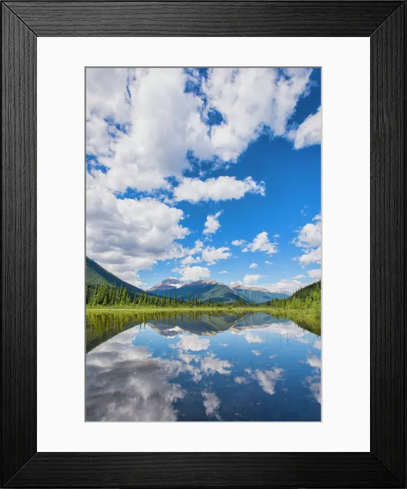 Framed Print : Mountain reflection in lake, Canadian Rockies, Alberta, Canada Framed Print : Mountain reflection in lake, Canadian Rockies, Alberta, Canada