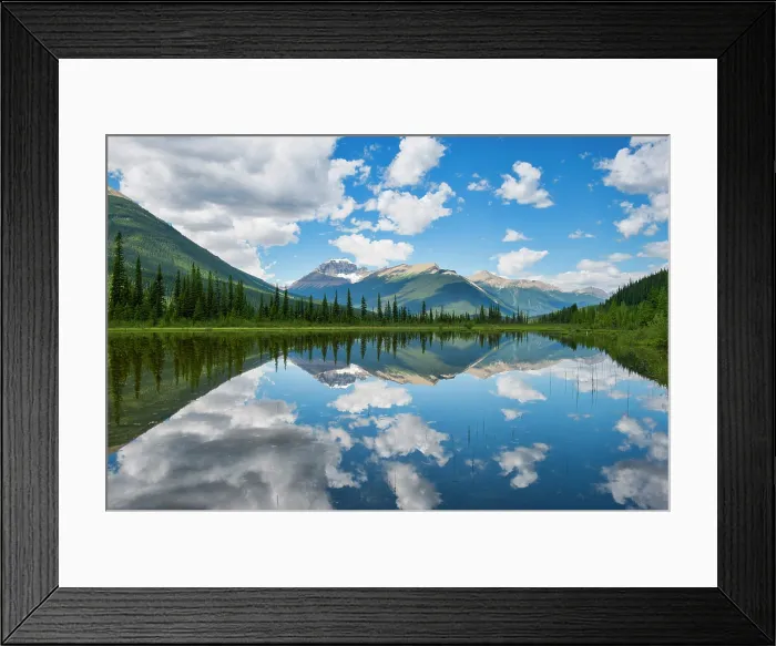 Framed Print : Mountain reflection in lake, Canadian Rockies, Alberta, Canada Framed Print : Mountain reflection in lake, Canadian Rockies, Alberta, Canada