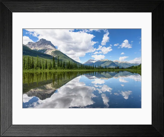 Framed Print : Mountain reflection in lake, Canadian Rockies, Alberta, Canada Framed Print : Mountain reflection in lake, Canadian Rockies, Alberta, Canada