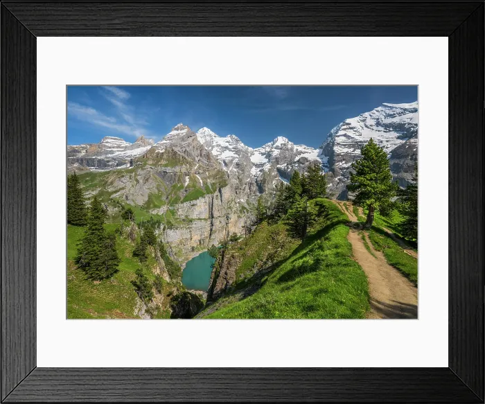 Framed Print : Lake Oeschinen, Kandersteg, Canton of Bern, Switzerland