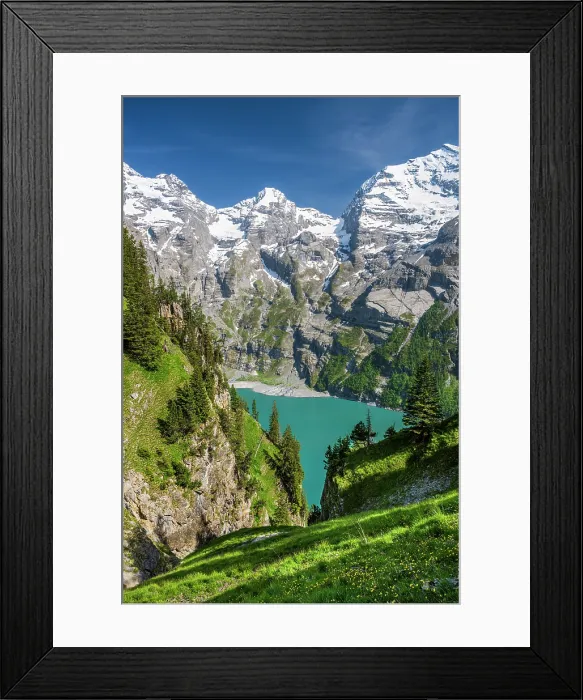 Framed Print : Lake Oeschinen, Kandersteg, Canton of Bern, Switzerland