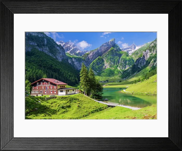 Framed Print : Lake Seealpsee, Alpstein, Schwende, Canton of Appenzell Innerrhoden, Switzerland Framed Print : Lake Seealpsee, Alpstein, Schwende, Canton of Appenzell Innerrhoden, Switzerland