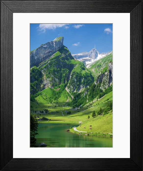 Framed Print : Lake Seealpsee, Alpstein, Schwende, Canton of Appenzell Innerrhoden, Switzerland Framed Print : Lake Seealpsee, Alpstein, Schwende, Canton of Appenzell Innerrhoden, Switzerland
