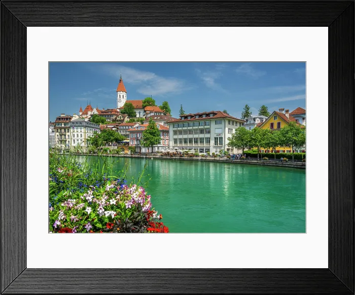 Framed Print : Old town and Aar river, Thun, Canton of Bern, Switzerland Framed Print : Old town and Aar river, Thun, Canton of Bern, Switzerland