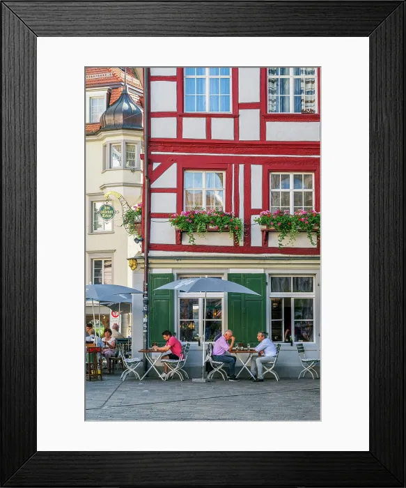 Framed Print : Outdoor cafe in the old town, St. Gallen, Canton of St. Gallen, Switzerland Framed Print : Outdoor cafe in the old town, St. Gallen, Canton of St. Gallen, Switzerland