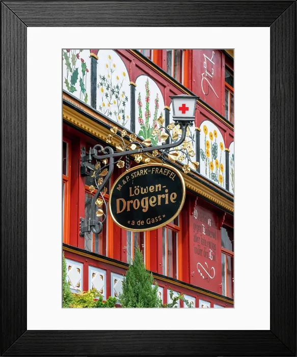 Framed Print : Vintage wrought-iron shop sign, Appenzell, Canton of Appenzell Innerrhoden, Switzerland