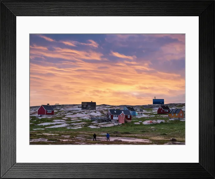 Framed Print : Sunset over village of Oqaatsut, Greenland Framed Print : Sunset over village of Oqaatsut, Greenland