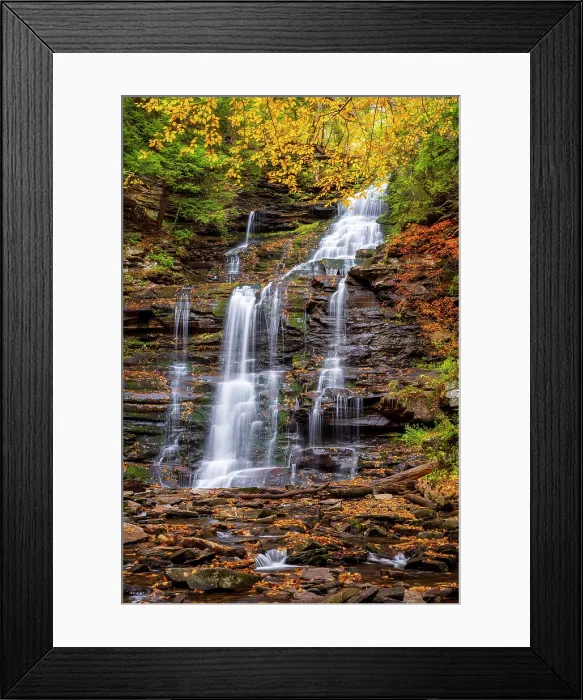 Framed Print : Gonaga Falls in Autumn, Ricketts Glen State Park, Benton, Pennsylvania, USA