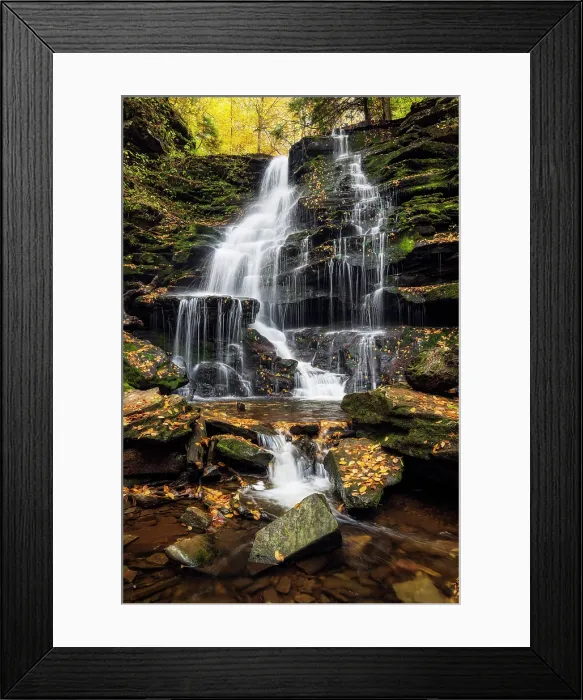 Framed Print : Erie Falls in Autumn, Ricketts Glen State Park, Benton, Pennsylvania, USA