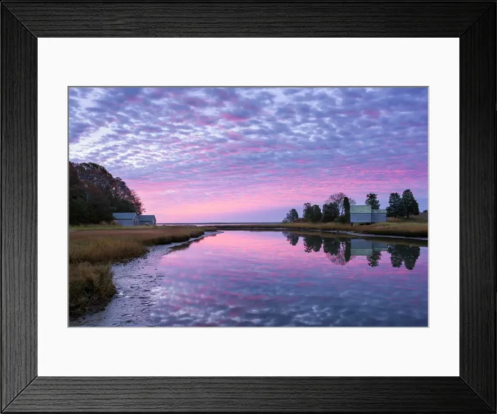 Framed Print : Sunrise from Salt Pond with reflection on Cape Cod, Eastham, Massachusetts
