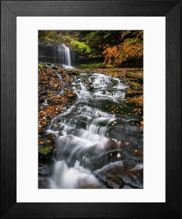 Framed Print : Mohawk Falls in Autumn, Ricketts Glen State Park, Benton, Pennsylvania, USA Framed Print : Mohawk Falls in Autumn, Ricketts Glen State Park, Benton, Pennsylvania, USA
