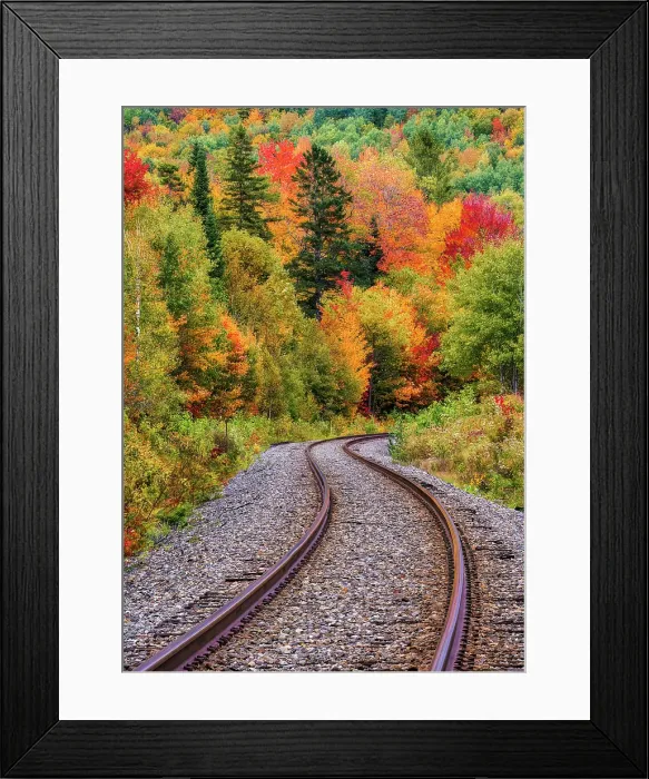 Framed Print : Railway Tracks in Autumn, Northeast Kingdom, Vermont, USA