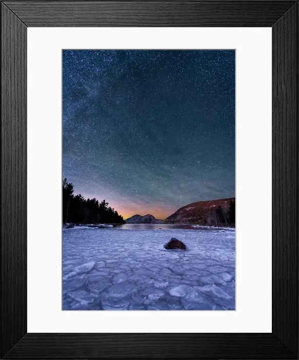Framed Print : Dusk over ice at Jordan Pond, Acadia National Park, Maine, USA Framed Print : Dusk over ice at Jordan Pond, Acadia National Park, Maine, USA
