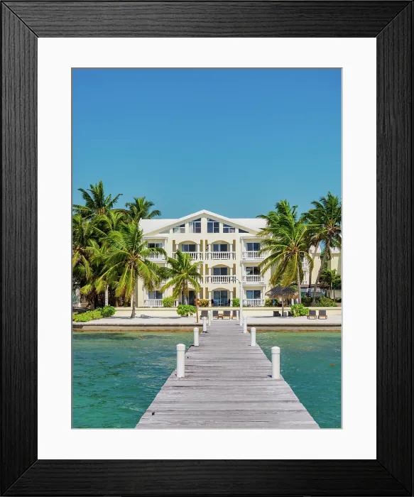 Framed Print : Pelican Reef Villas Resort at the waterfront of San Pedro Town, Ambergris Caye, Belize District, Belize Framed Print : Pelican Reef Villas Resort at the waterfront of San Pedro Town, Ambergris Caye, Belize District, Belize