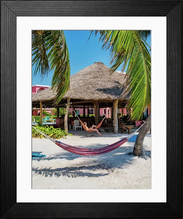 Framed Print : Hammock at the waterfront of San Pedro Town, Ambergris Caye, Belize District, Belize Framed Print : Hammock at the waterfront of San Pedro Town, Ambergris Caye, Belize District, Belize