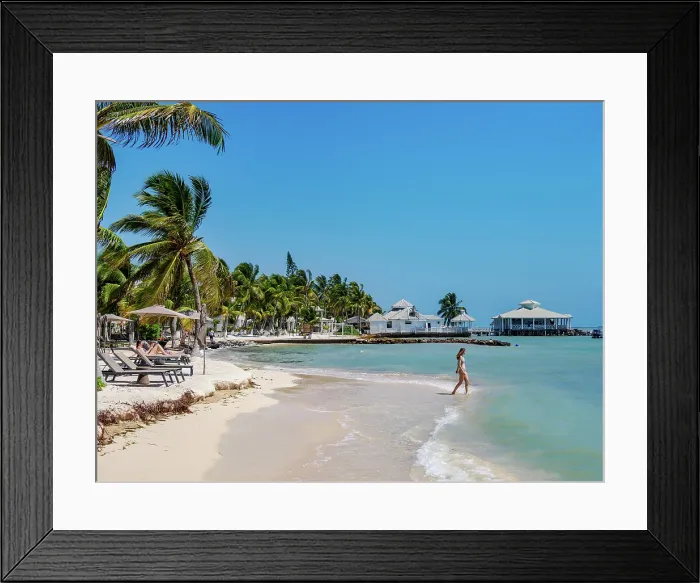 Framed Print : Beach at the waterfront of San Pedro Town, Ambergris Caye, Belize District, Belize Framed Print : Beach at the waterfront of San Pedro Town, Ambergris Caye, Belize District, Belize