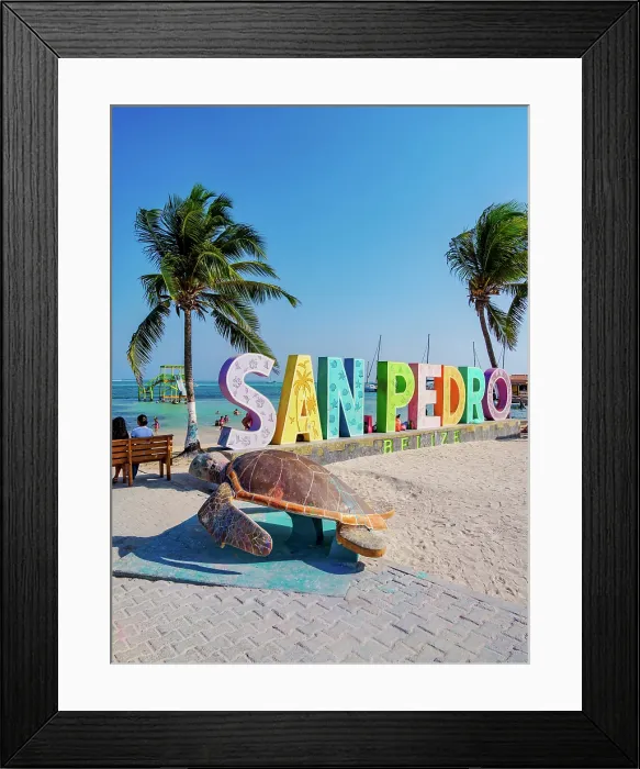 Framed Print : San Pedro Sign, Central Park, San Pedro Town, Ambergris Caye, Belize District, Belize
