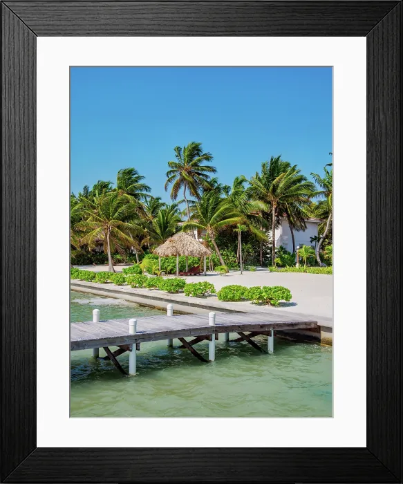 Framed Print : Waterfront of San Pedro Town, Ambergris Caye, Belize District, Belize