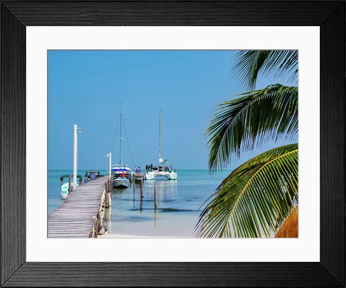 Framed Print : Jetty at the waterfront of Caye Caulker, Belize District, Belize Framed Print : Jetty at the waterfront of Caye Caulker, Belize District, Belize