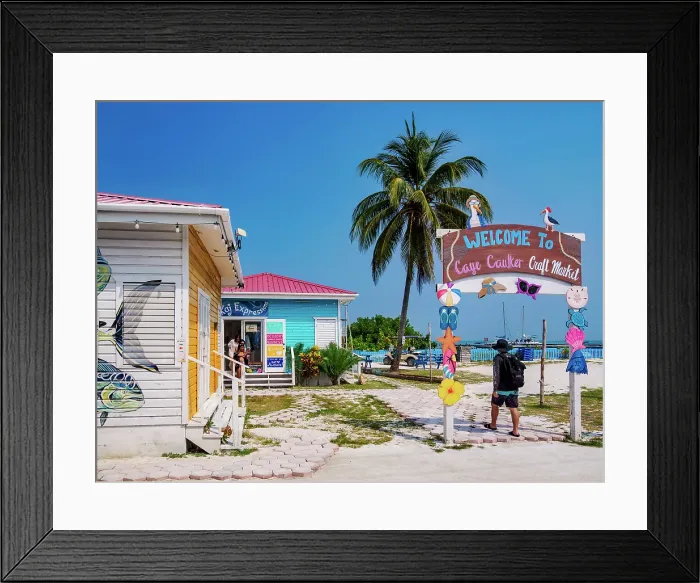 Framed Print : Craft Market at Caye Caulker Village, Caye Caulker, Belize District, Belize