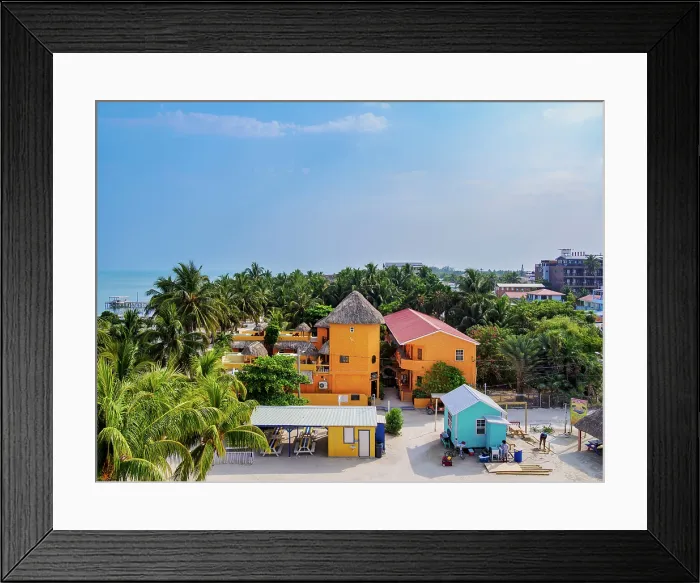 Framed Print : Caye Caulker Village, elevated view, Caye Caulker, Belize District, Belize Framed Print : Caye Caulker Village, elevated view, Caye Caulker, Belize District, Belize