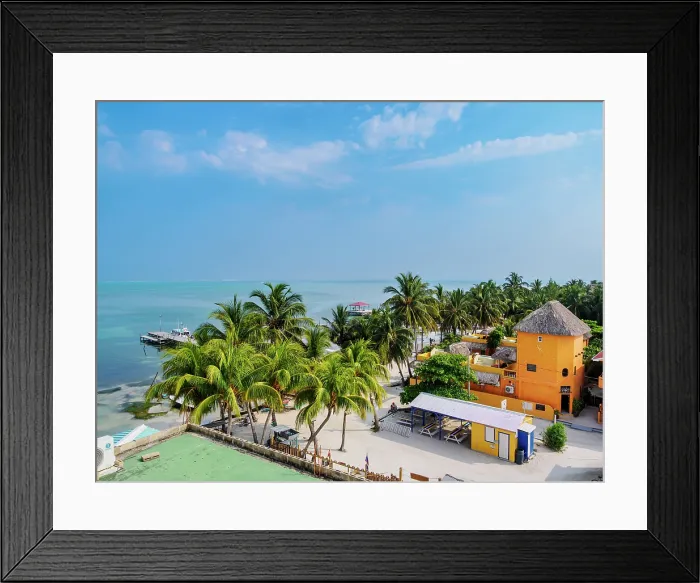 Framed Print : Caye Caulker Village, elevated view, Caye Caulker, Belize District, Belize Framed Print : Caye Caulker Village, elevated view, Caye Caulker, Belize District, Belize