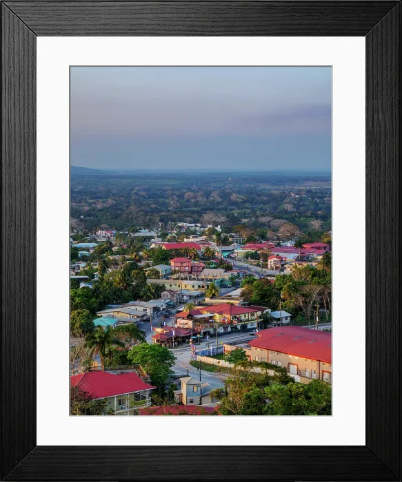 Framed Print : Townscape of San Ignacio at sunset, Cayo District, Belize Framed Print : Townscape of San Ignacio at sunset, Cayo District, Belize