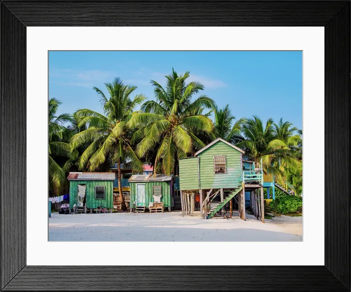Framed Print : Traditional stilt houses at the waterfront of Caye Caulker, Belize District, Belize Framed Print : Traditional stilt houses at the waterfront of Caye Caulker, Belize District, Belize