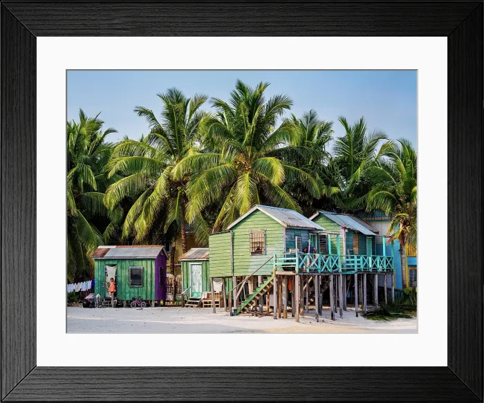 Framed Print : Traditional stilt houses at the waterfront of Caye Caulker, Belize District, Belize Framed Print : Traditional stilt houses at the waterfront of Caye Caulker, Belize District, Belize