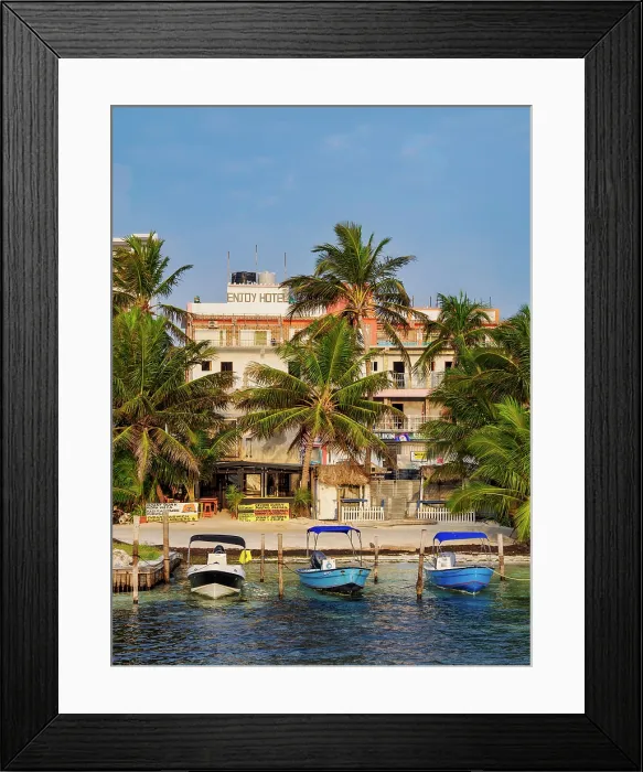 Framed Print : Waterfront of Caye Caulker, Belize District, Belize
