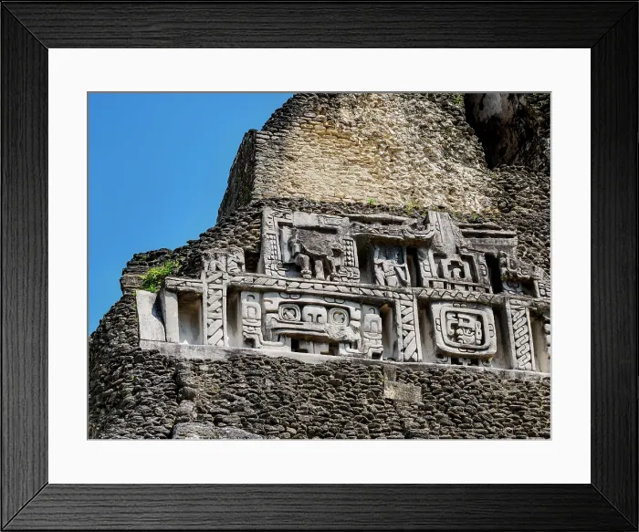 Framed Print : El Castillo, frieze detailed view, Xunantunich Archaeological Site, Cayo District, Belize