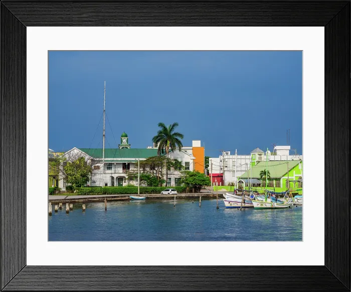 Framed Print : View towards the High Court, Belize City, Belize District, Belize