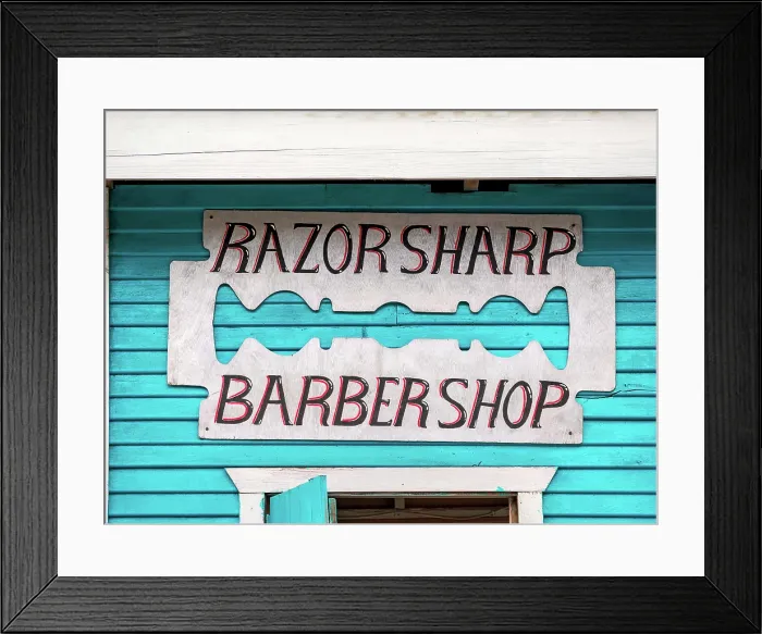 Framed Print : Razor Sherp Barber Shop, San Ignacio, Cayo District, Belize Framed Print : Razor Sherp Barber Shop, San Ignacio, Cayo District, Belize