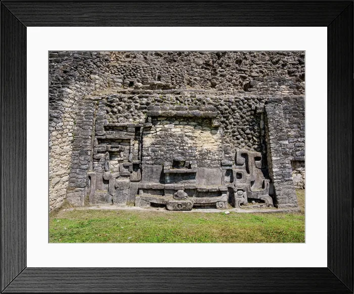 Framed Print : Mayan Ruins at Plaza A, detailed view, Caracol Archaeological Site, Cayo District, Belize