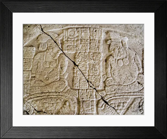 Framed Print : Stela at Caracol Archaeological Site, Cayo District, Belize