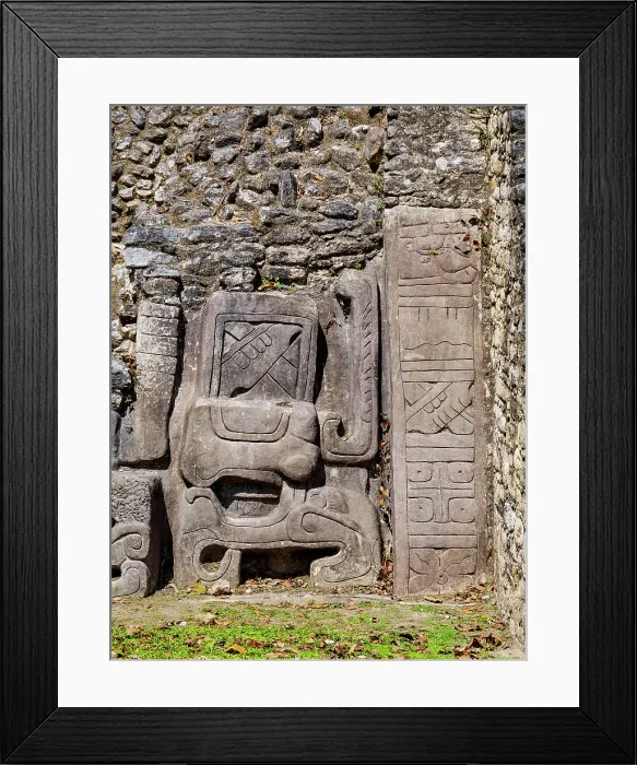 Framed Print : Mayan Ruins at Plaza A, detailed view, Caracol Archaeological Site, Cayo District, Belize