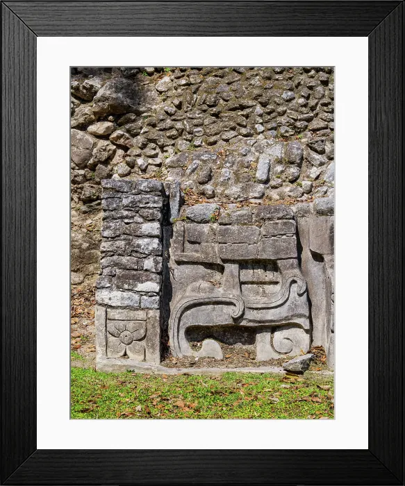 Framed Print : Mayan Ruins at Plaza A, detailed view, Caracol Archaeological Site, Cayo District, Belize
