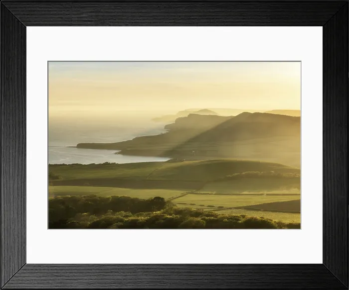 Framed Print : Kimmeridge Bay and Gad Cliff from Swyre Head, Jurassic Coast World Heritage Site, Isle of Purbeck, Dorset, England, UK, April 2025