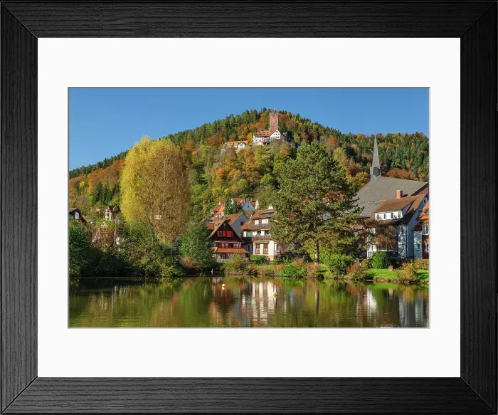 Framed Print : Stadtsee Lake with Burg Liebenzell Castle, Bad Liebenzell, Black Forest, Baden-Wurttemberg, Germany Framed Print : Stadtsee Lake with Burg Liebenzell Castle, Bad Liebenzell, Black Forest, Baden-Wurttemberg, Germany