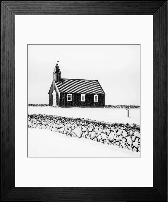 Framed Print : The famous black church at Budir, during a blizzard, Snaefellsnes Peninsula, West Iceland Framed Print : The famous black church at Budir, during a blizzard, Snaefellsnes Peninsula, West Iceland