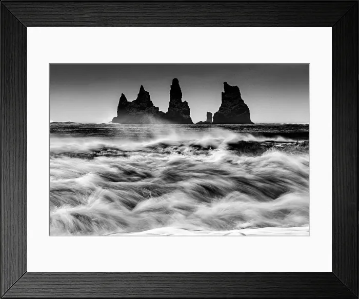 Framed Print : The Reynisdrangar rock stacks and stormy seas, from the beach at Vik y Myrdal, South Iceland Framed Print : The Reynisdrangar rock stacks and stormy seas, from the beach at Vik y Myrdal, South Iceland