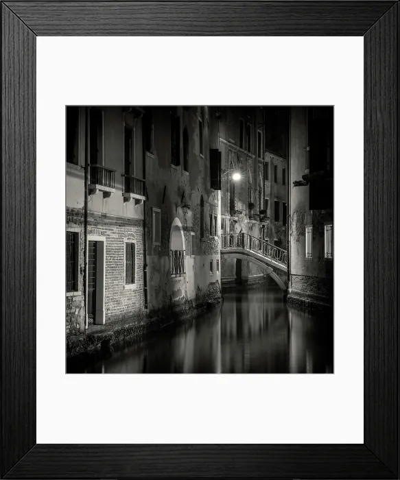 Framed Print : Night view of a side canal and bridge, Venice, Italy, Europe Framed Print : Night view of a side canal and bridge, Venice, Italy, Europe