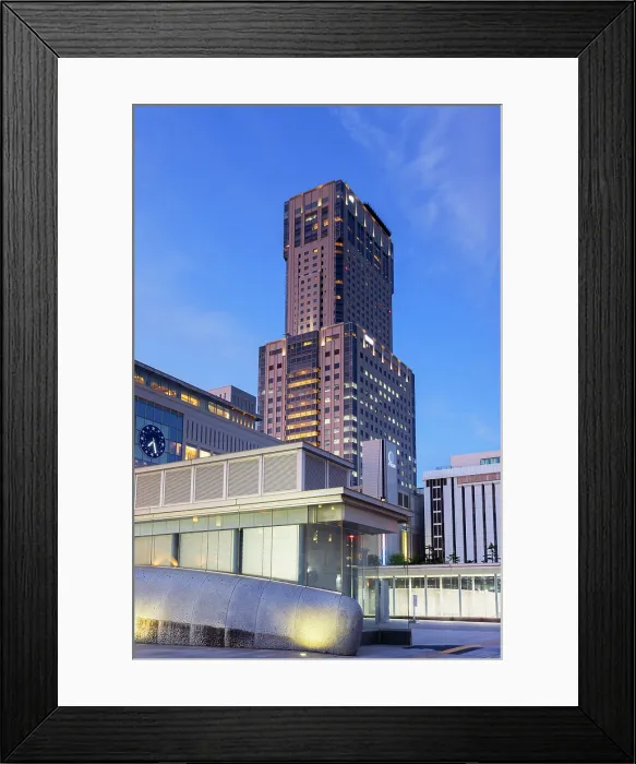 Framed Print : JR Tower and train station at dusk, Sapporo, Hokkaido, Japan