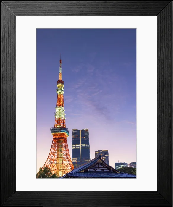 Framed Print : Tokyo Tower and Zojo-ji Temple at sunset, Tokyo, Japan Framed Print : Tokyo Tower and Zojo-ji Temple at sunset, Tokyo, Japan