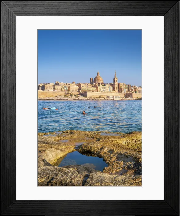 Framed Print : Skyline with Basilica of our Lady of Mount Carmel Dome and St.Pauls Anglican Cathedral Spire, Valletta, Malta Framed Print : Skyline with Basilica of our Lady of Mount Carmel Dome and St.Pauls Anglican Cathedral Spire, Valletta, Malta