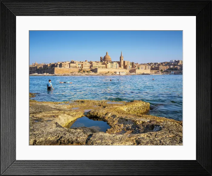 Framed Print : Skyline with Basilica of our Lady of Mount Carmel Dome and St.Pauls Anglican Cathedral Spire, Valletta, Malta Framed Print : Skyline with Basilica of our Lady of Mount Carmel Dome and St.Pauls Anglican Cathedral Spire, Valletta, Malta