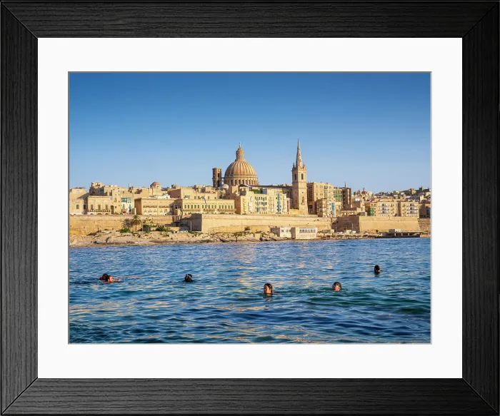 Framed Print : Skyline with Basilica of our Lady of Mount Carmel Dome and St.Pauls Anglican Cathedral Spire, Valletta, Malta Framed Print : Skyline with Basilica of our Lady of Mount Carmel Dome and St.Pauls Anglican Cathedral Spire, Valletta, Malta