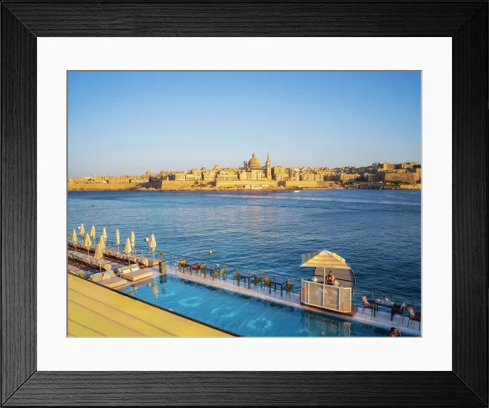 Framed Print : Skyline with Basilica of our Lady of Mount Carmel Dome and St.Pauls Anglican Cathedral Spire, Valletta, Malta Framed Print : Skyline with Basilica of our Lady of Mount Carmel Dome and St.Pauls Anglican Cathedral Spire, Valletta, Malta